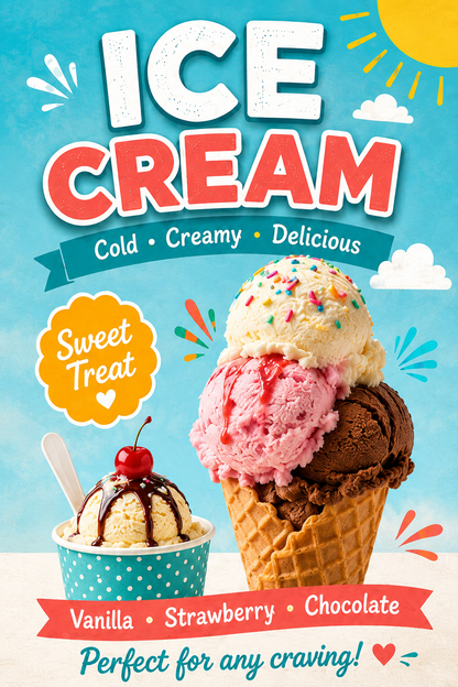 Poster/Decal Ice Cream 24" x 36"