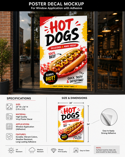 Poster/Decal Hot Dogs 24" x 36"