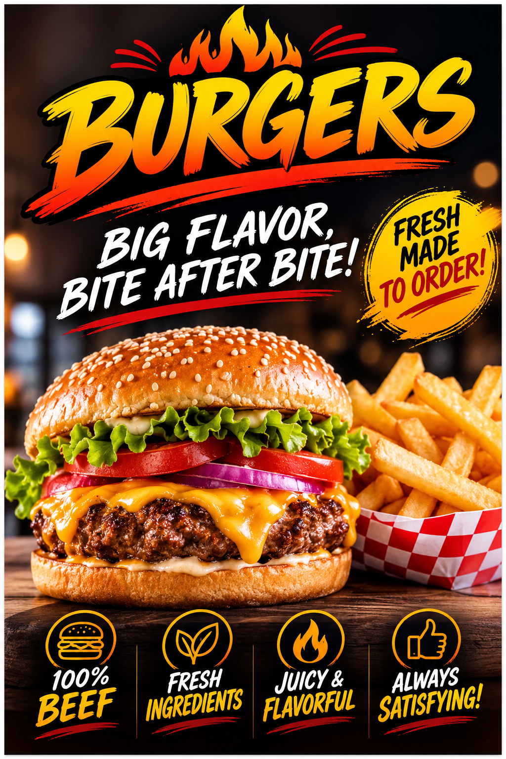 Poster/Decal Hamburger 24" x 36"