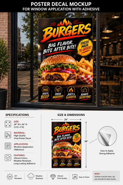 Poster/Decal Hamburger 24" x 36"