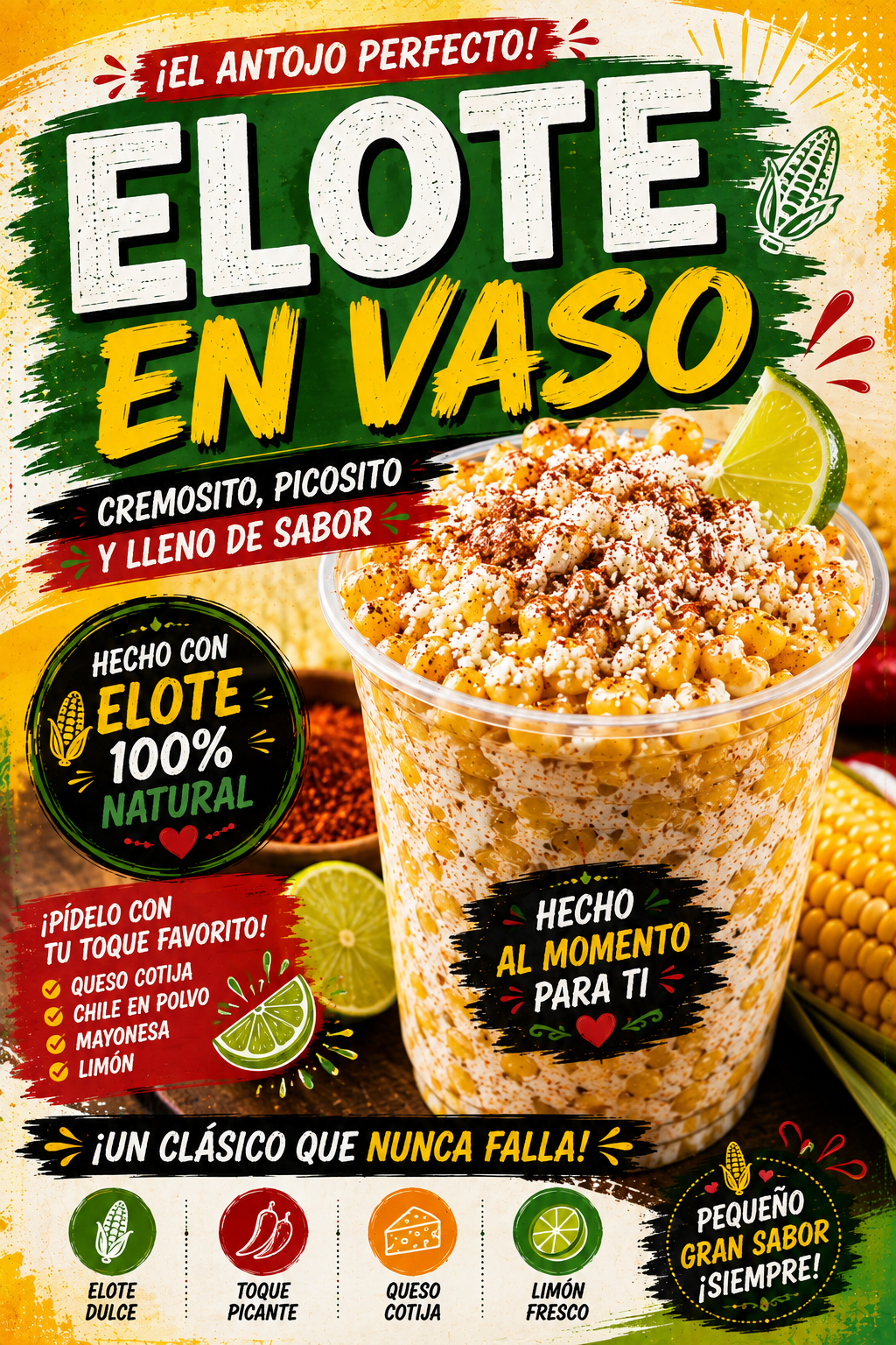 Poster/Decal Elote en Vaso 24" x 36"