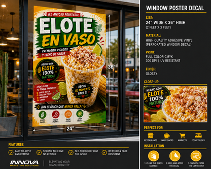 Poster/Decal Elote en Vaso 24" x 36"